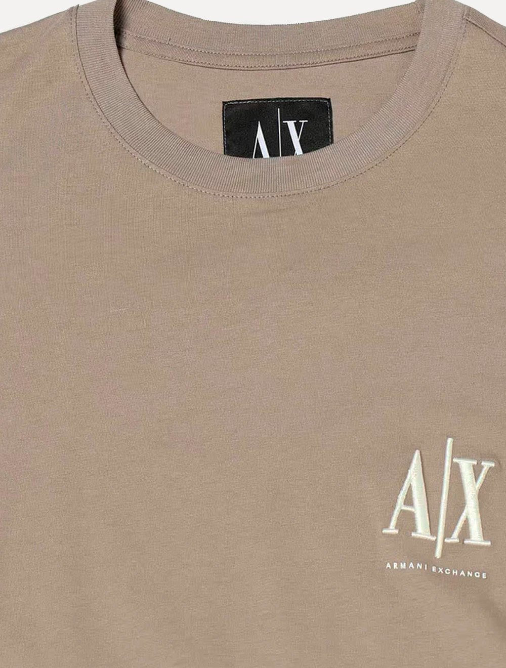 Camiseta Armani Exchange Masculina Regular Fit Small Logo Icon Cáqui Médio