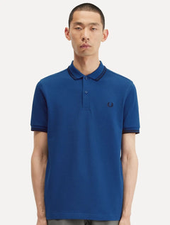Polo Fred Perry Masculina Piquet Regular Black Twin Tipped Azul