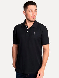 Polo Aleatory Masculina Piquet Melange Inner Contrast Preta