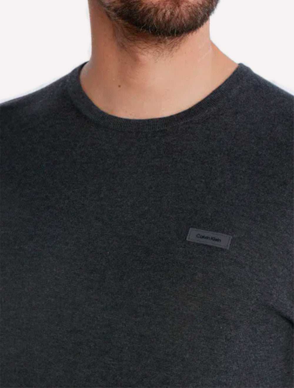 Suéter Calvin Klein Jeans Masculino Tricot C-Neck Silk Blend Chumbo Mescla