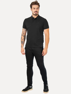 Polo Colcci Masculina Piquet Dark Logo Preta