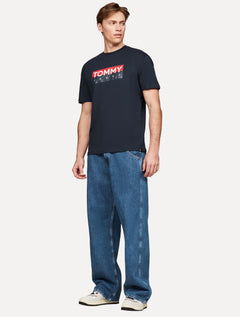 Camiseta Tommy Jeans Masculina Regular Entire Logo Azul Marinho
