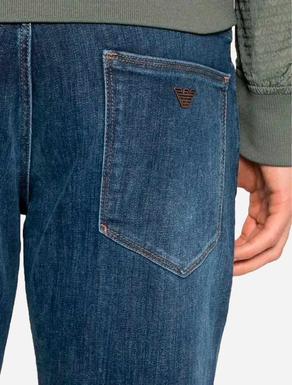 Calça Jeans Empório Armani Masculina J45 Slim Fit Azul Médio
