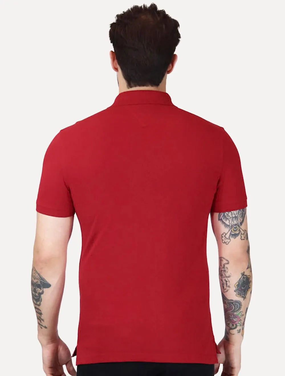 Polo Tommy Hilfiger Masculina Slim Piquet 1985 Light Button Vermelha