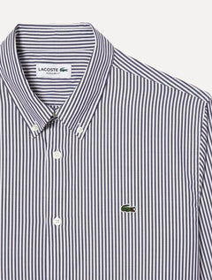 Camisa Lacoste Masculina Regular Stripes Blanc Marine Branca