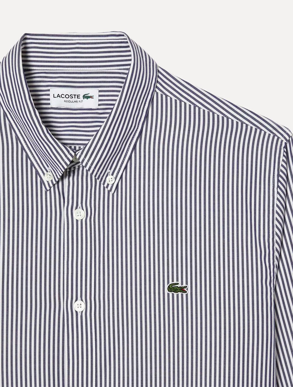 Camisa Lacoste Masculina Regular Stripes Blanc Marine Branca
