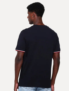 Camiseta Tommy Hilfiger Masculina Piquet Global Stripe Cuff Marinho
