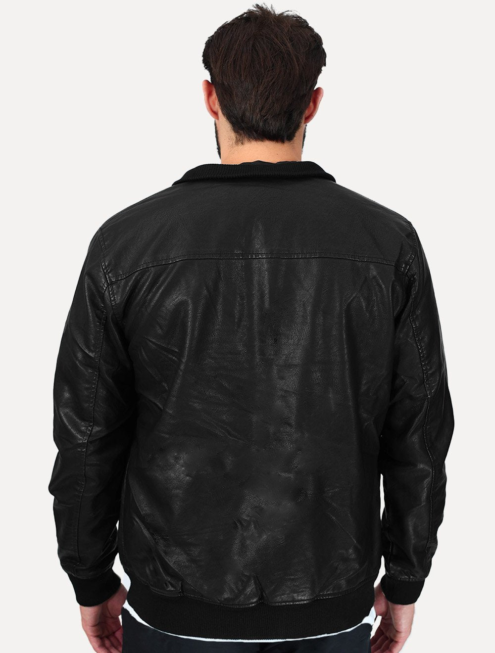 Jaqueta Dixen PU Bomber Capuz Zíper Frontal Preto