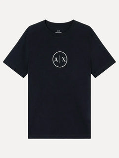Camiseta Armani Exchange Masculina Regular Circle AX Logo Azul Marinho