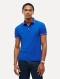 Camisa Polo Tommy Hilfiger Masculina Slim Malha Liquid Cotton Tipped Ancient Azul