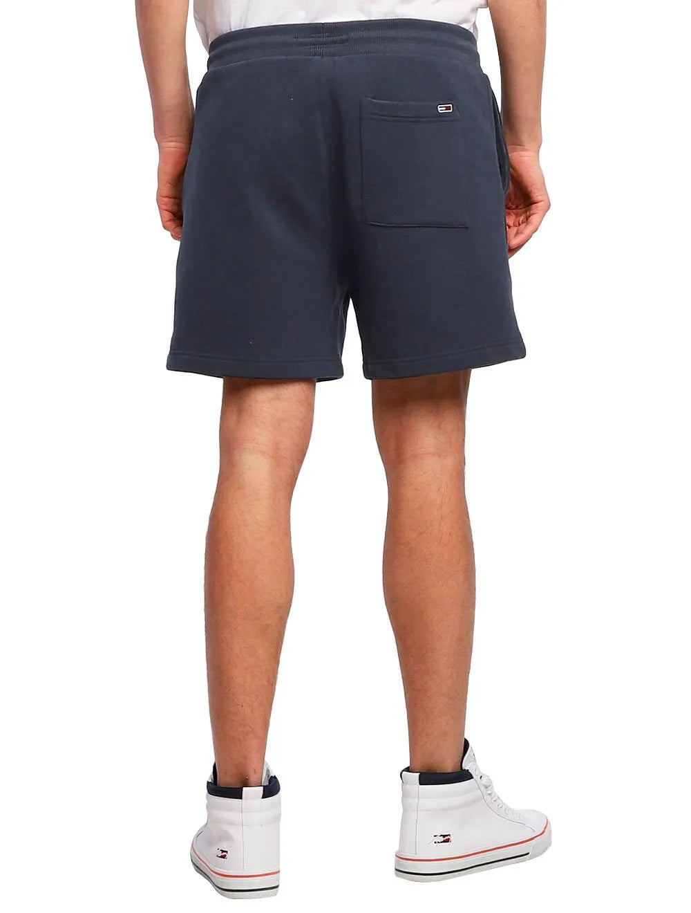 Bermuda Tommy Jeans Masculina Moletom Embroidered Signature Azul Marinho