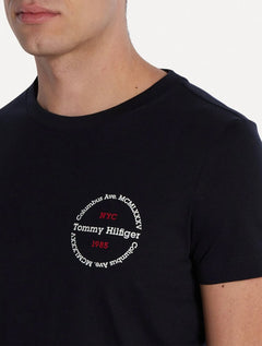 Camiseta Tommy Hilfiger Masculina Columbus Roundle Logo Azul Marinho