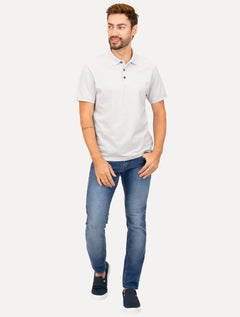 Polo Ellus Masculina Piquet Classic Easa Cinza Claro