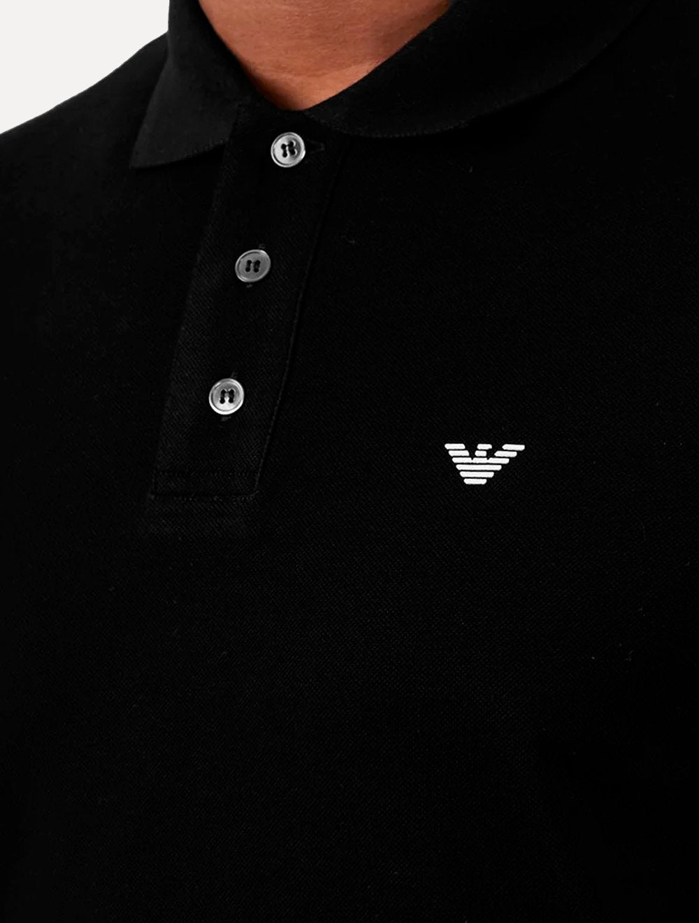 Polo Emporio Armani Masculina Piquet Essential Micro Águia Preto