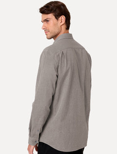 Camisa Dudalina Masculina Comfort Superfine Cotton Milano Marrom Escuro