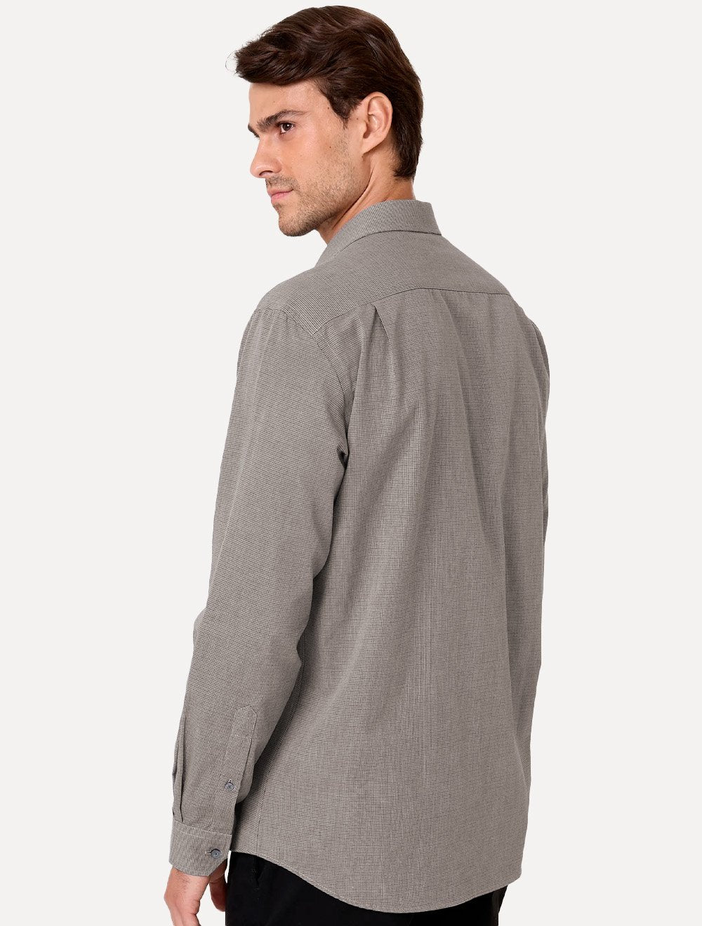 Camisa Dudalina Masculina Comfort Superfine Cotton Milano Marrom Escuro