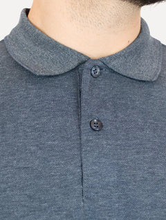 Polo Dixen Masculina Piquet Gola Lisa Azul Marinho Mescla