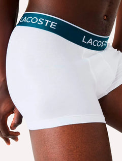 Cueca Lacoste Trunk Boxer Colored Lettered Waist Branca/Grafite/Preta Pack 3UN