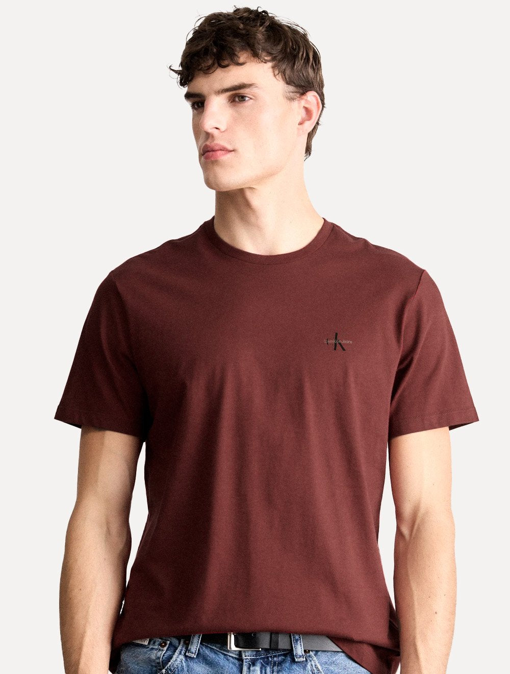 Camiseta Calvin Klein Jeans Masculina New Logo Re Issue Bordô