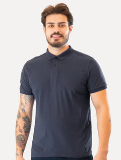 Polo Colcci Masculina Malha Class Navy Logo Azul Marinho