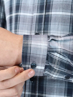 Camisa Tommy Jeans Masculina Regular Poplin Xadrez Check Azul