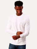 Camiseta Calvin Klein Jeans Masculina Manga Longa Rubber CK Frontal Off White