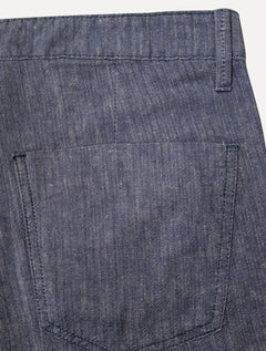 Bermuda Dudalina Masculina Sarja Slim Fio Tinto Azul Mescla Médio