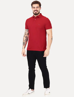 Polo Tommy Hilfiger Masculina Regular Piquet 1985 Vermelho Médio