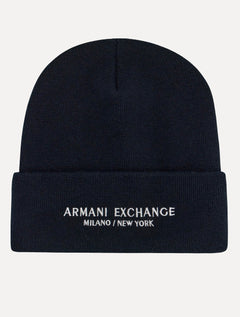 Gorro Armani Exchange Tricô Essential Name Embroidery Azul Marinho