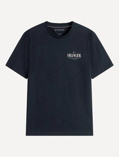 Camiseta Tommy Hilfiger Masculina Stack Poster Logo Azul Marinho