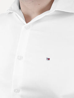 Camisa Tommy Hilfiger Masculina Slim TH Flex Twill Stretch Branco