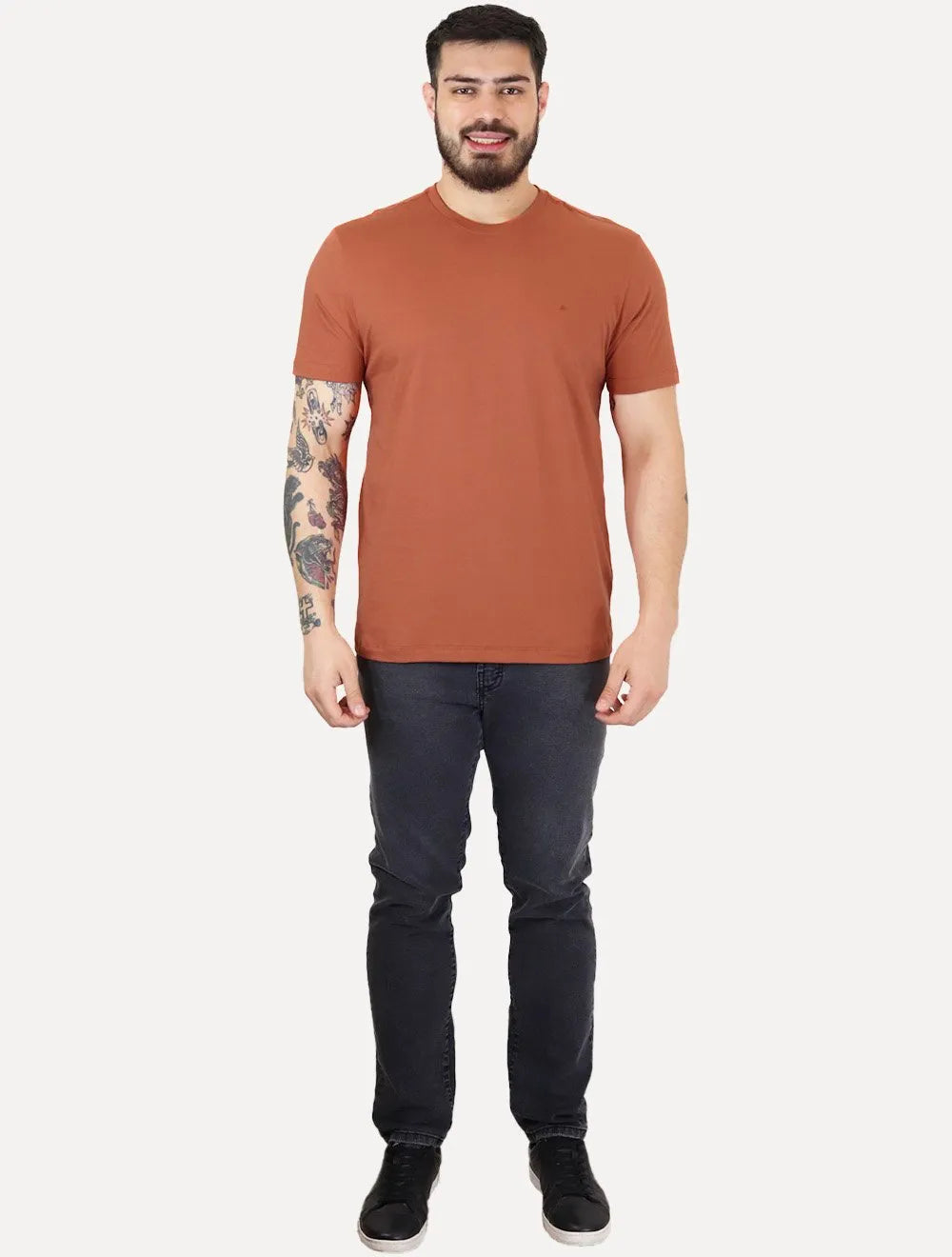 Camiseta Aramis Masculina Basic Lisa Mono Icon Terracota