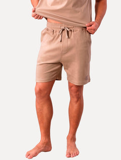 Bermuda Calvin Klein Masculina Suedine CK Logo Cáqui Médio