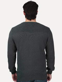 Suéter Dixen Masculino Tricot Nervura Ombro Chumbo