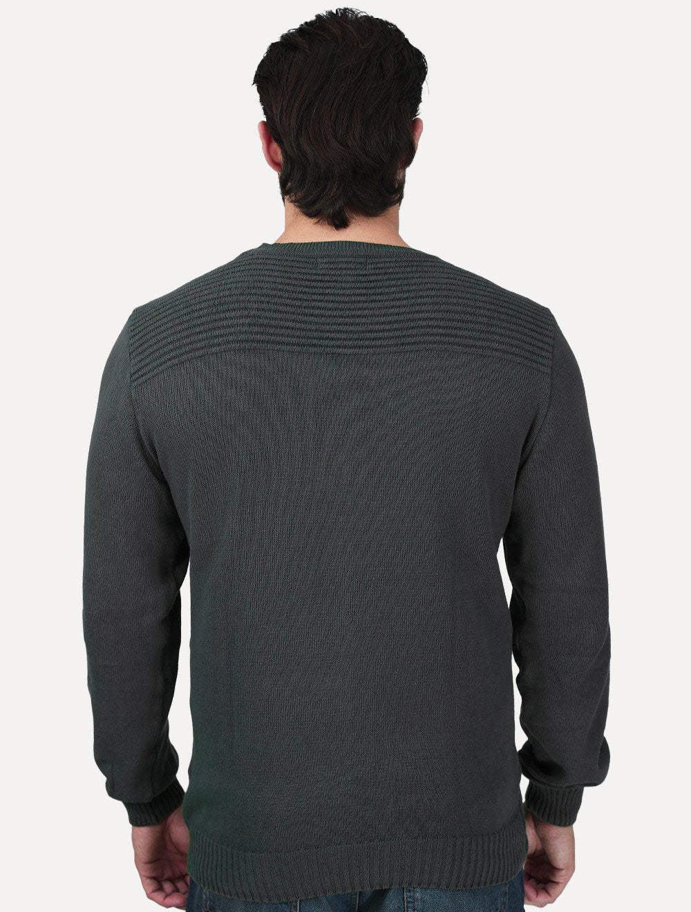 Suéter Dixen Masculino Tricot Nervura Ombro Chumbo