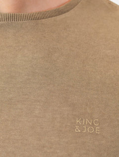 Camiseta King & Joe Masculina Estonada Basic Mono Small Logo Marrom