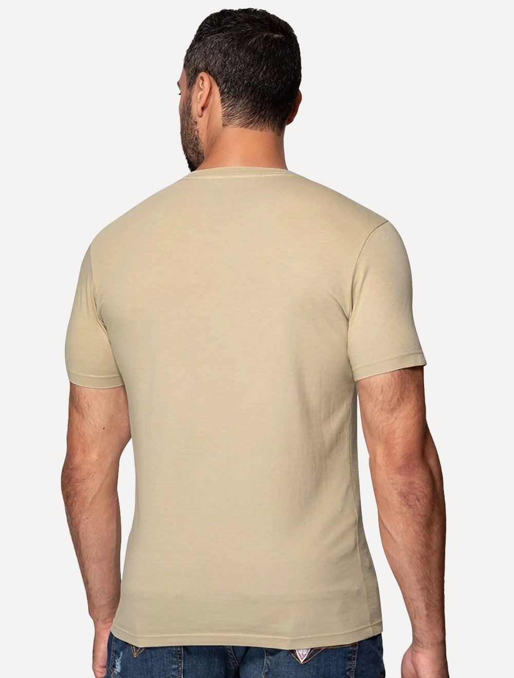 Camiseta Guess Masculina Est 1981 Relevo Cáqui Claro