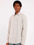 Camisa Aramis Masculina Regular Listras Backstitch Cáqui Claro