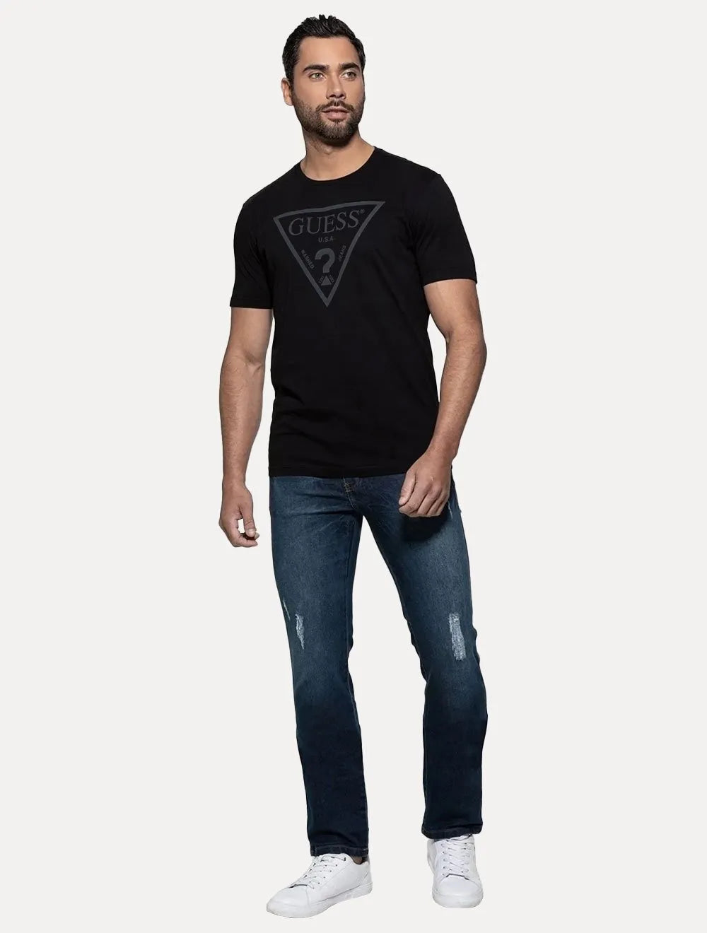 Camiseta Guess Masculina Classic Dark Logo Print Preta