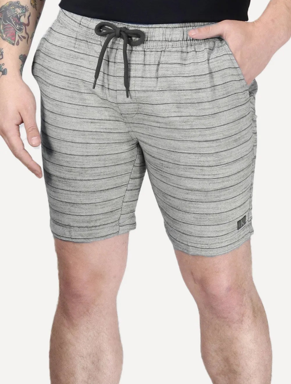 Short Calvin Klein Jeans Masculino Viscose Stripes Chumbo Mescla