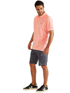 Polo Nautica Masculina Piquet Texture Collar Rosa Claro