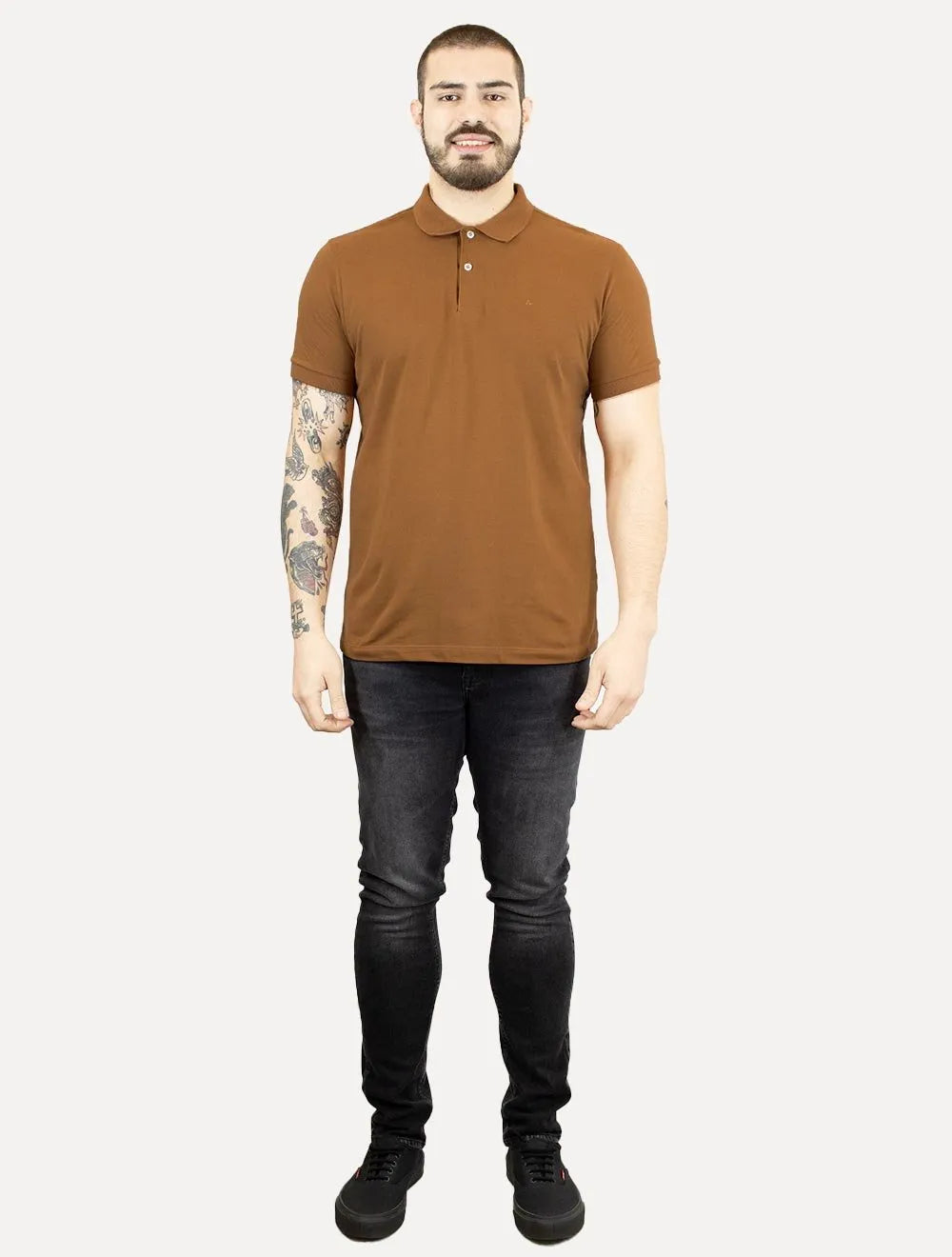 Polo Aramis Masculina Regular Basic Piquet Marrom