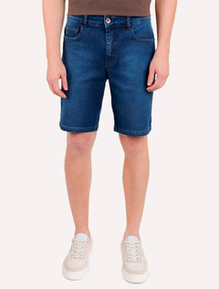 Bermuda Aramis Jeans Masculina Five Pockets Stoned Azul Médio