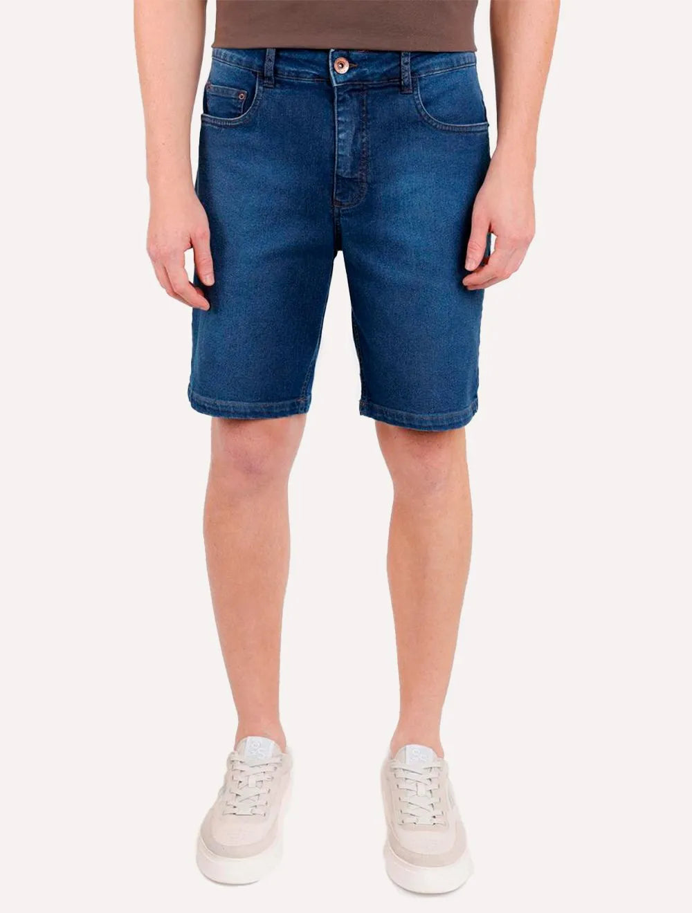 Bermuda Aramis Jeans Masculina Five Pockets Stoned Azul Médio