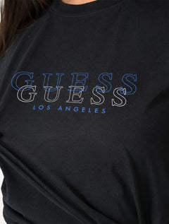 Camiseta Guess Feminina Los Angeles Double Outline Logo Preta