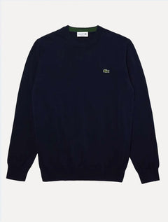 Suéter Lacoste Masculino Regular Fit Gola Redonda Logo Azul Marinho