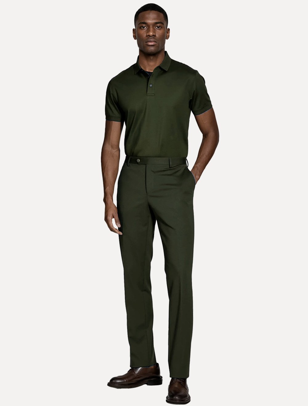 Polo Aramis Masculina Manga Curta Mercerizado Interlock Verde Militar