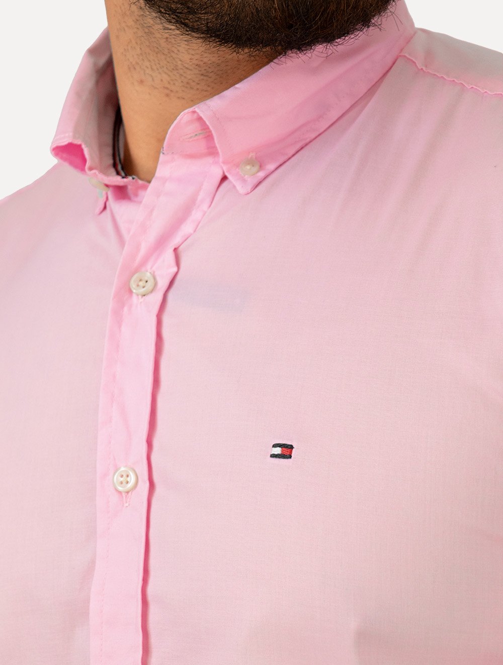 Camisa Tommy Hilfiger Masculina Regular Core Flex Poplin Rosa