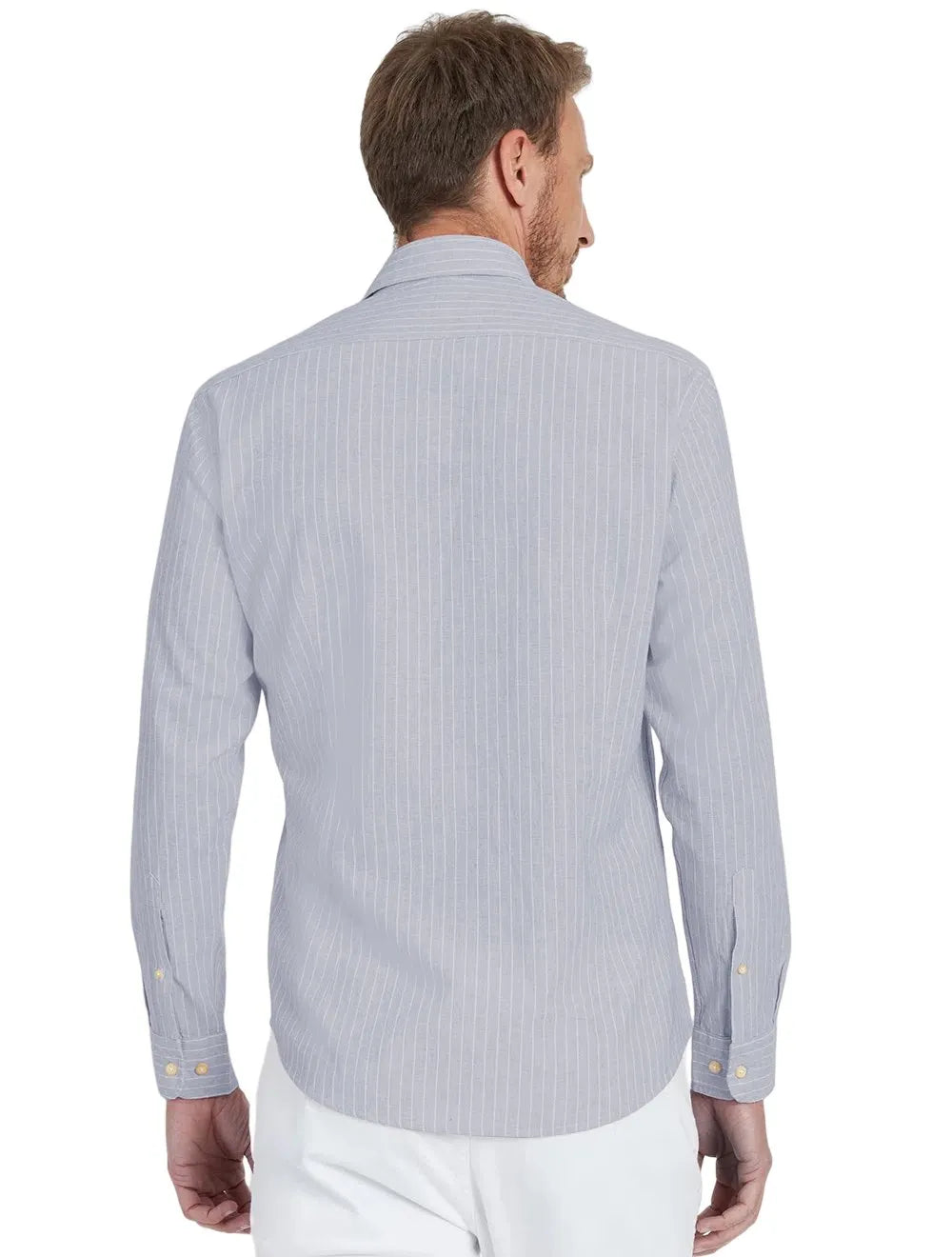 Camisa Aramis Masculina Slim Cambraia Listrada Azul