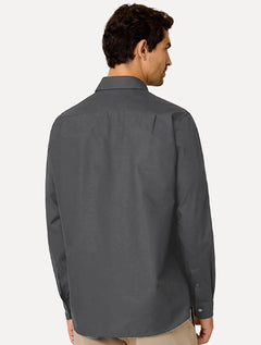 Camisa Dudalina Masculina Comfort Superfine Cotton Mono Logo Cinza Chumbo